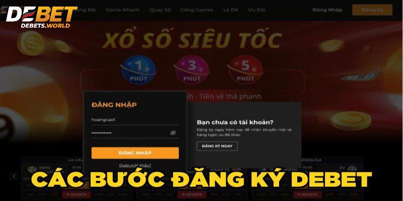 Hướng dẫn các bước đăng nhập Debet